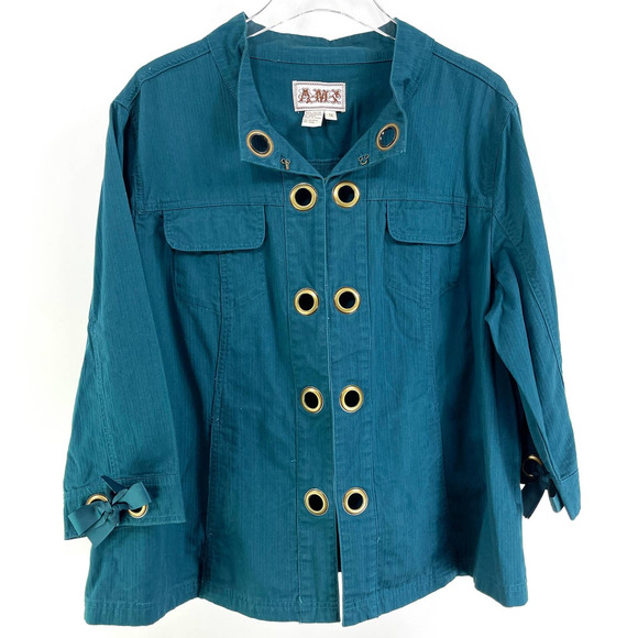 Ami Jackets & Blazers - 00s AMI Vintage Blue Cotton Large Grommet Military Pocket Jacket